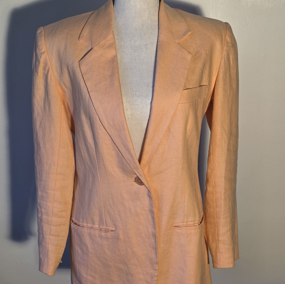 Herman Geist Peach Single-Breasted‎ Blazer with Notched Lapel